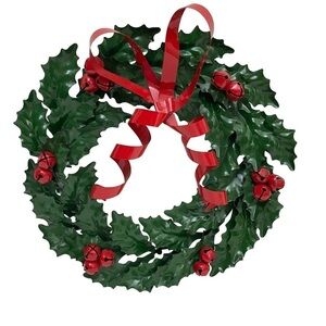 Metal Wreath and 4 Napkin Rings Holly Berry Christmas Decor Department 56
